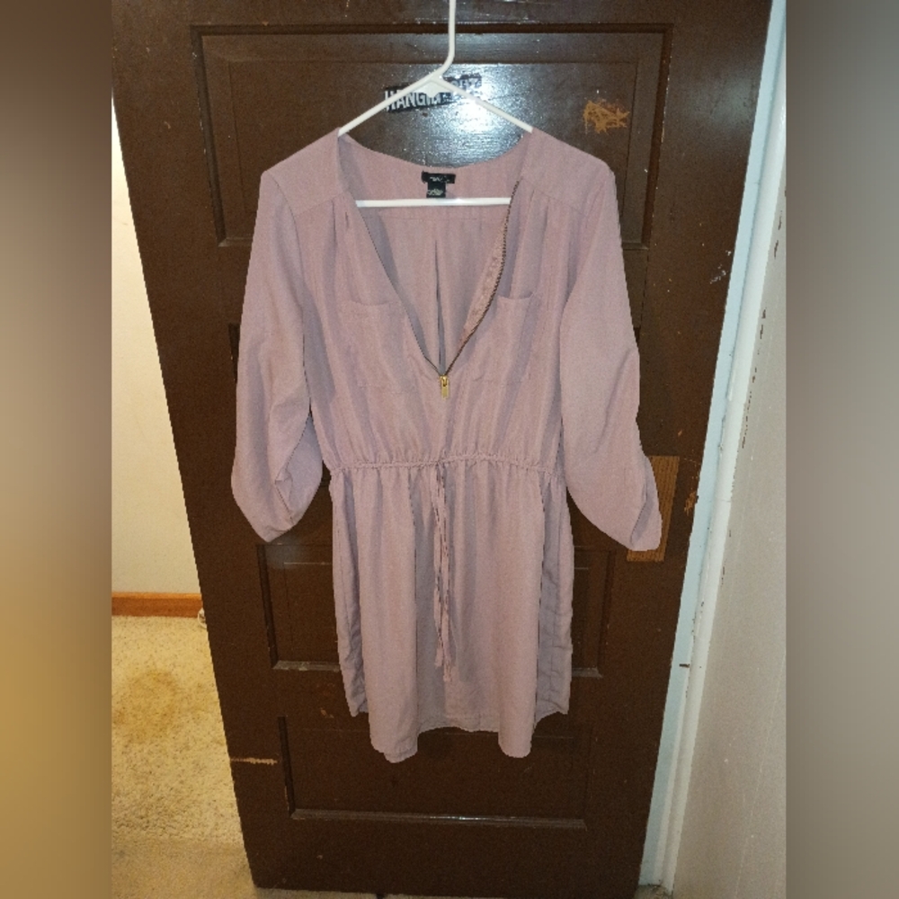 EUC Rue21 Muave Tie Waist Zip Up Dress XL